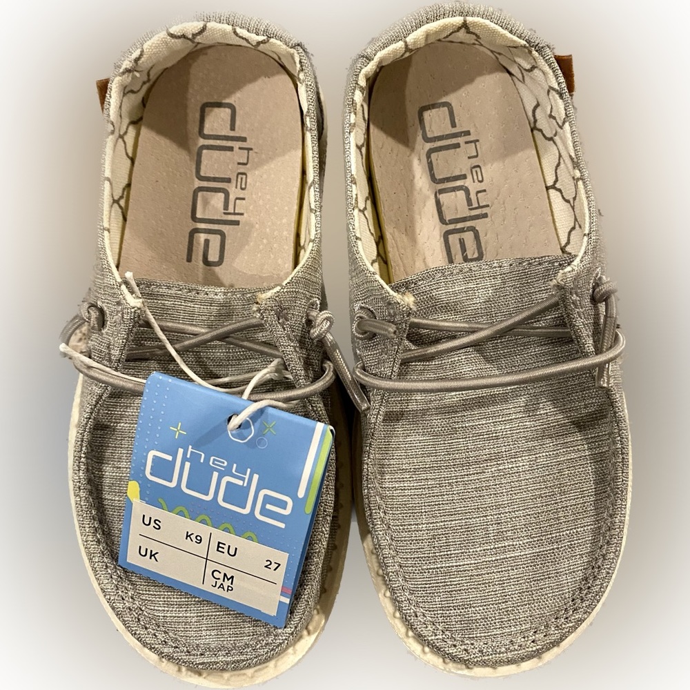 NWT Toddler shoes Size 9 Hey Dude. Linen Gray
